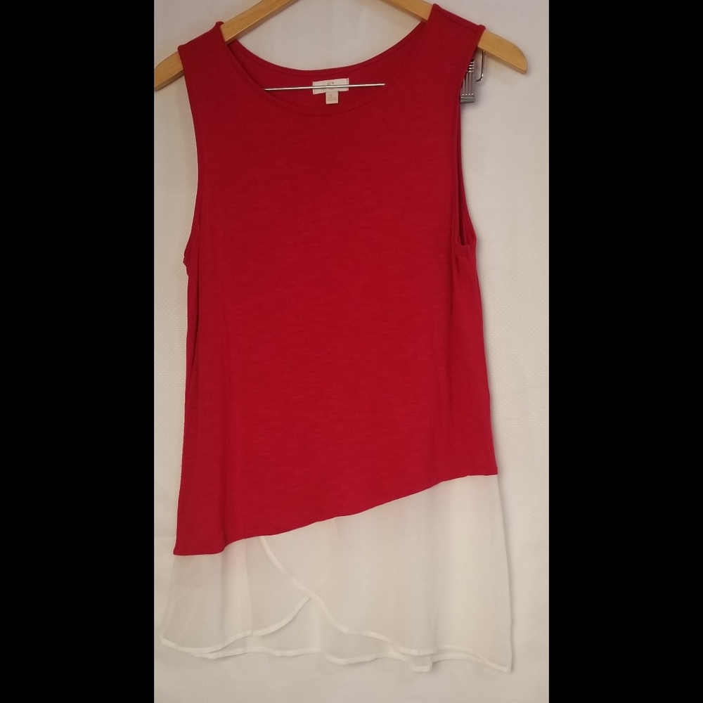 Charming Charlie Red Tank Top with Sheer White Bottom Size Large